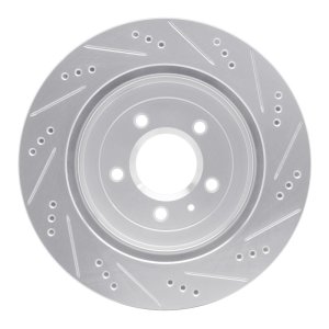 Cadillac CTS Brake Rotor (1) - Rear Left - R1 Concepts - Drilled & Slotted - Silver - `05-`11